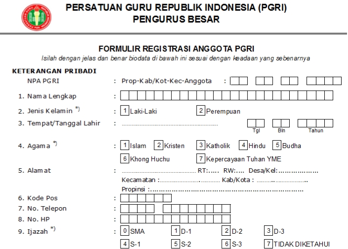 Pendaftaran PGRI Lebong - Persatuan Guru Republik Indonesia Cabang Lebong